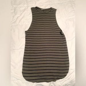 Stripped waffle knit tunic tank
